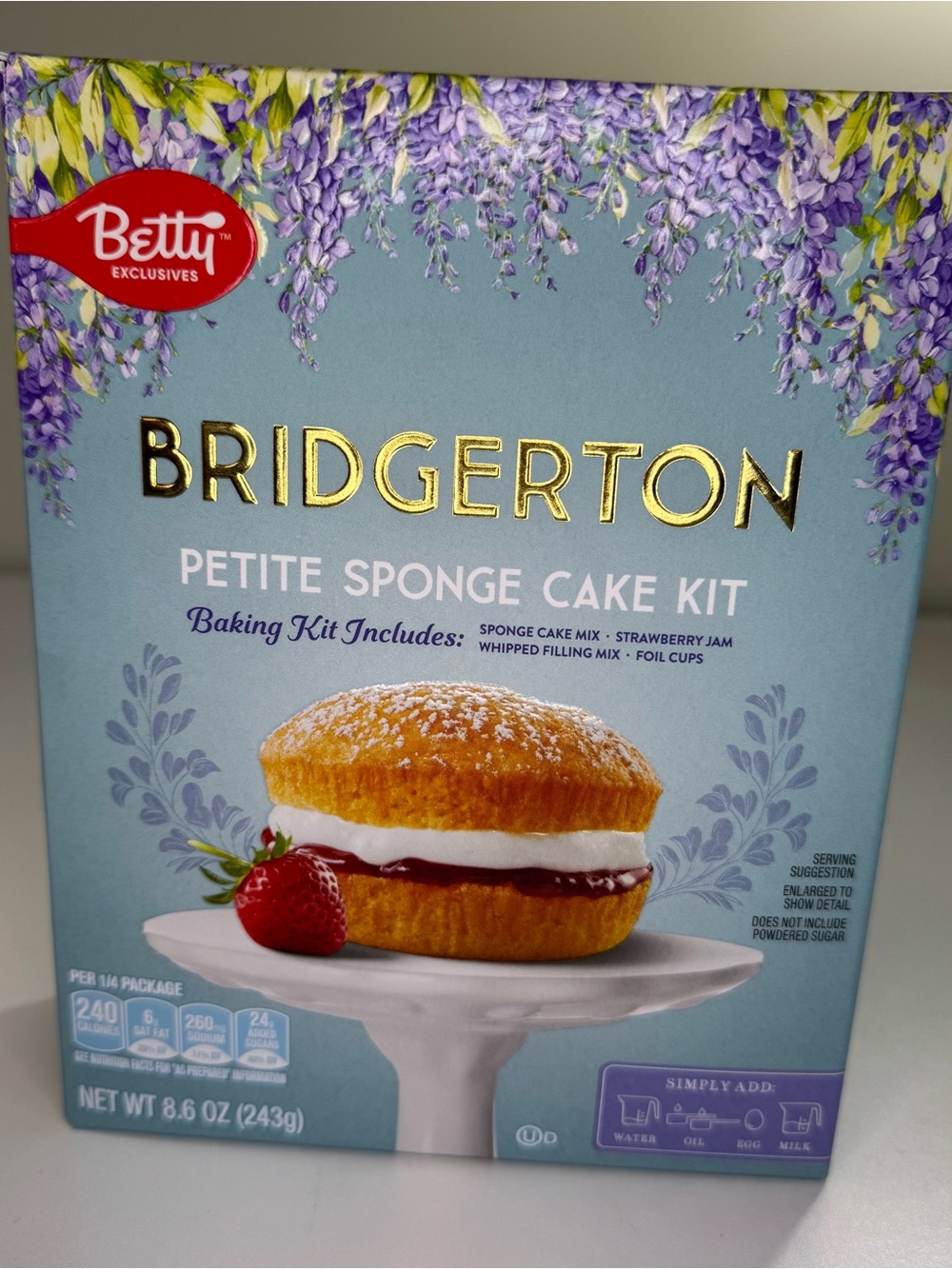Betty Crocker Bridgerton Petite Sponge Cake Kit - Blue, Purple, Gold